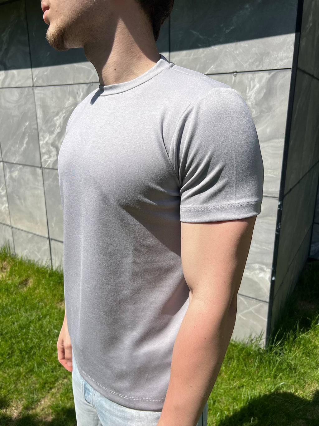 Açık Gri Fitted Tshirt