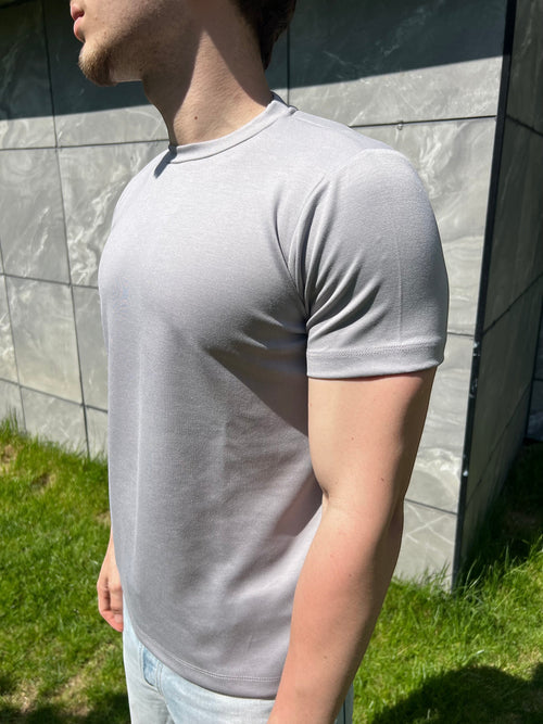 Açık Gri Fitted Tshirt