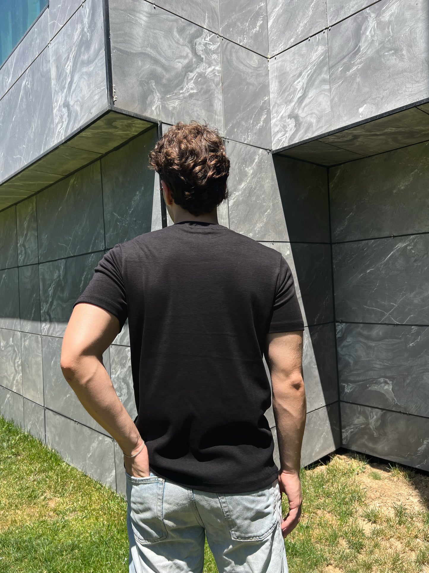 Siyah Pamuklu Fitted Tshirt