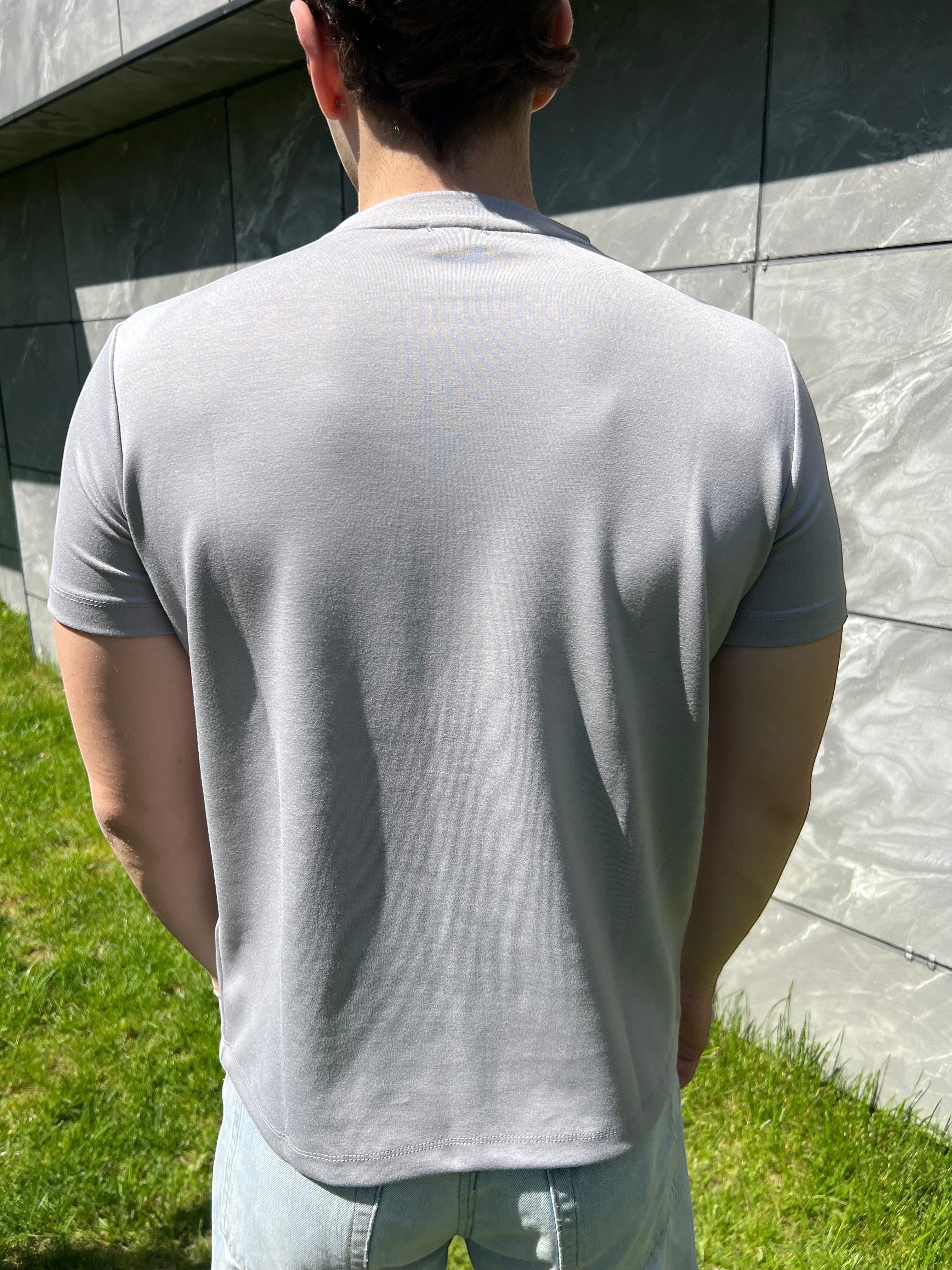 Açık Gri Fitted Tshirt
