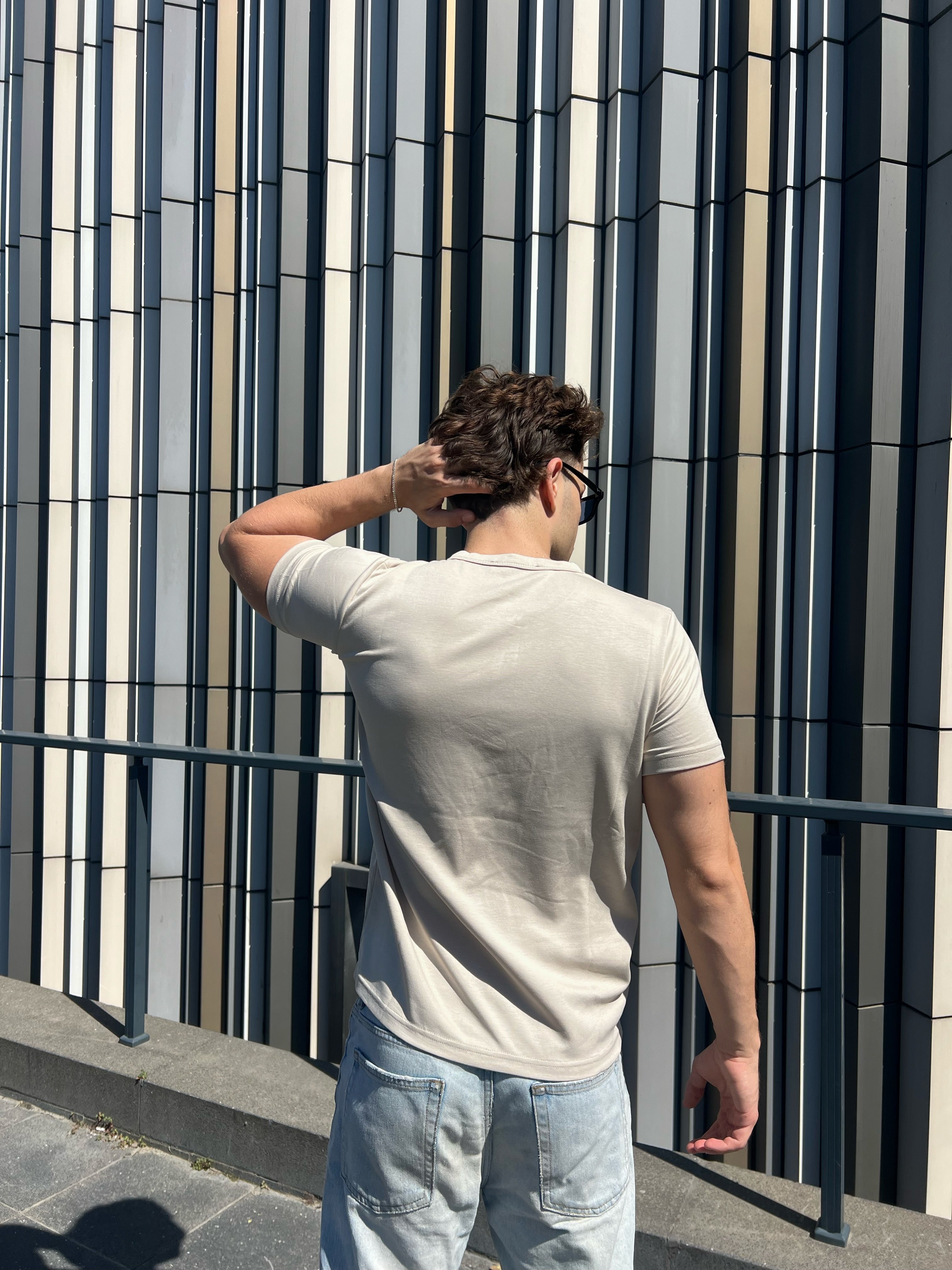 Bej Henley Yaka Tshirt